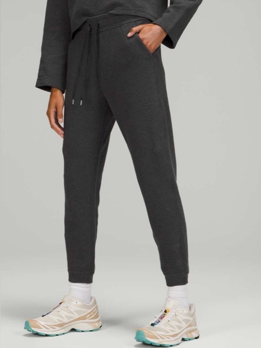 Lululemon Ribbed High-Rise Jogger 25" *7/8 Length Heathered Black Size 14